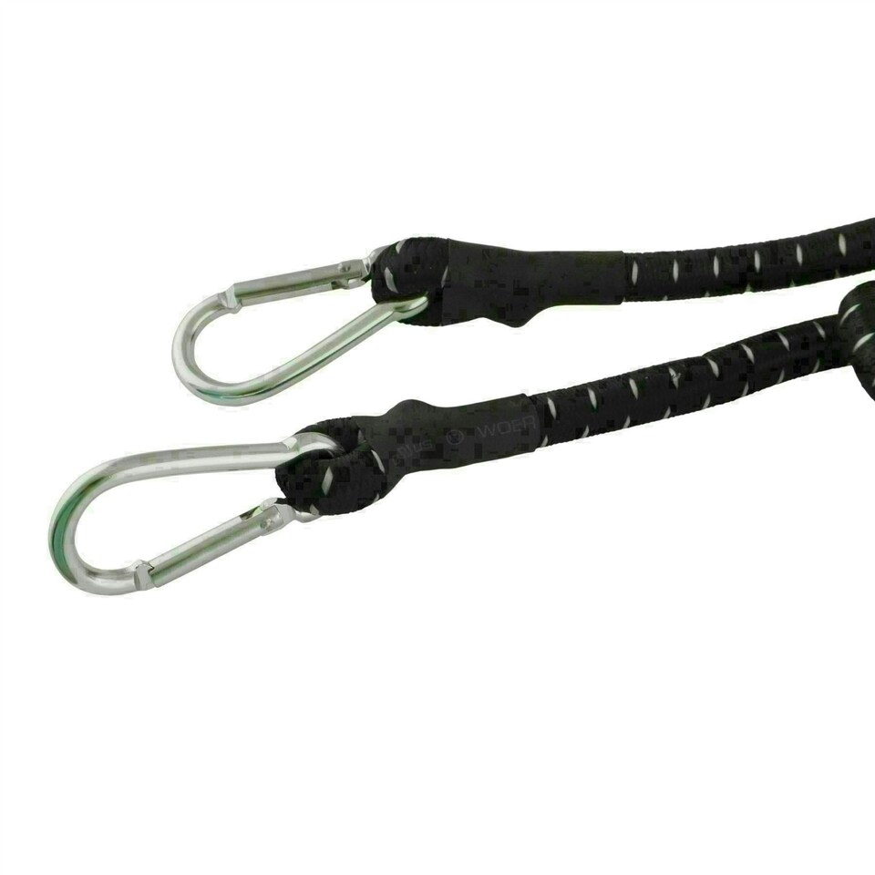 image 1 of 60" Bungee Rope With Carabina Hooks Cords Shock Elastic Clips x 2 TE821