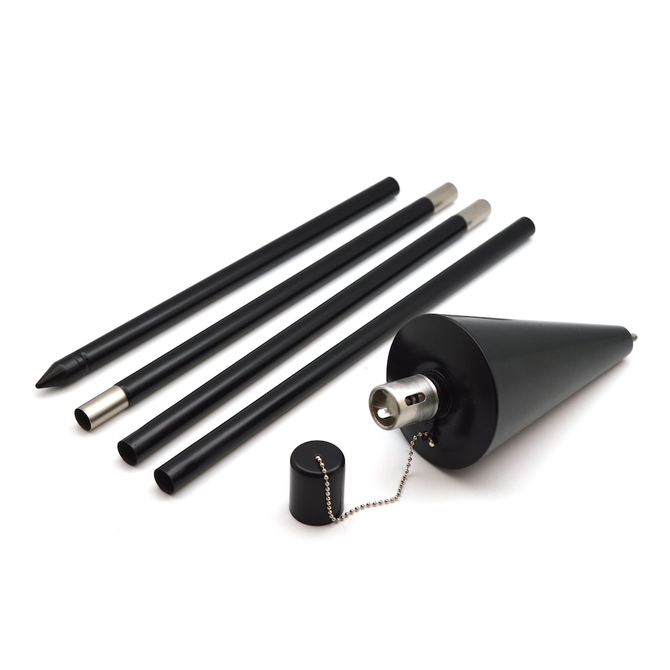 image 1 of Harbour Housewares Metal Garden Torches - Cone - Black - Pack of 6