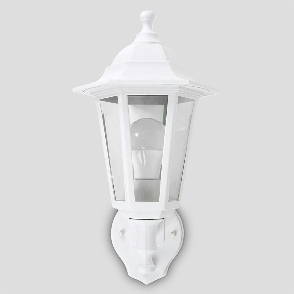 image 1 of ValueLights White Outdoor Garden Wired Security Lantern Wall Light