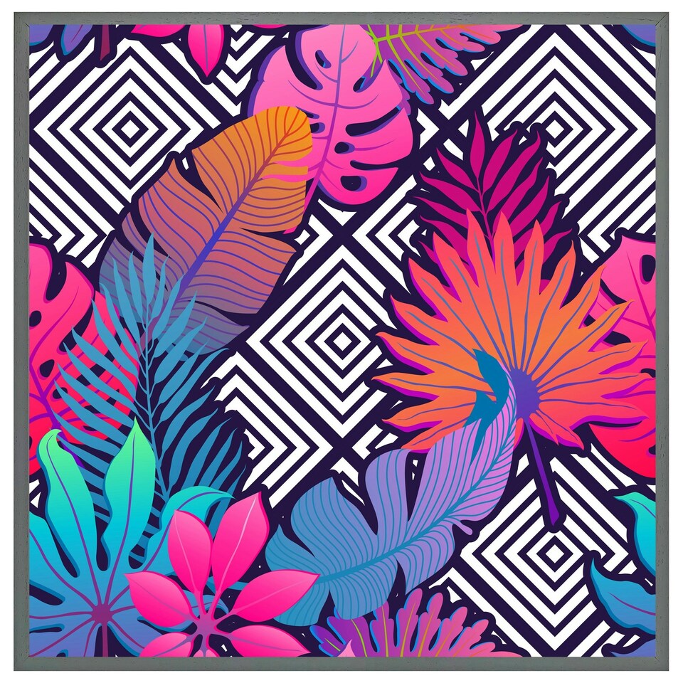 image 1 of Tropical geometric (Picutre Frame) Brown | Oak | XL
