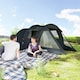 image 8 of Outsunny 3-4 Persons Tunnel Tent, Two Room Camping Tent w/ Windows, Black