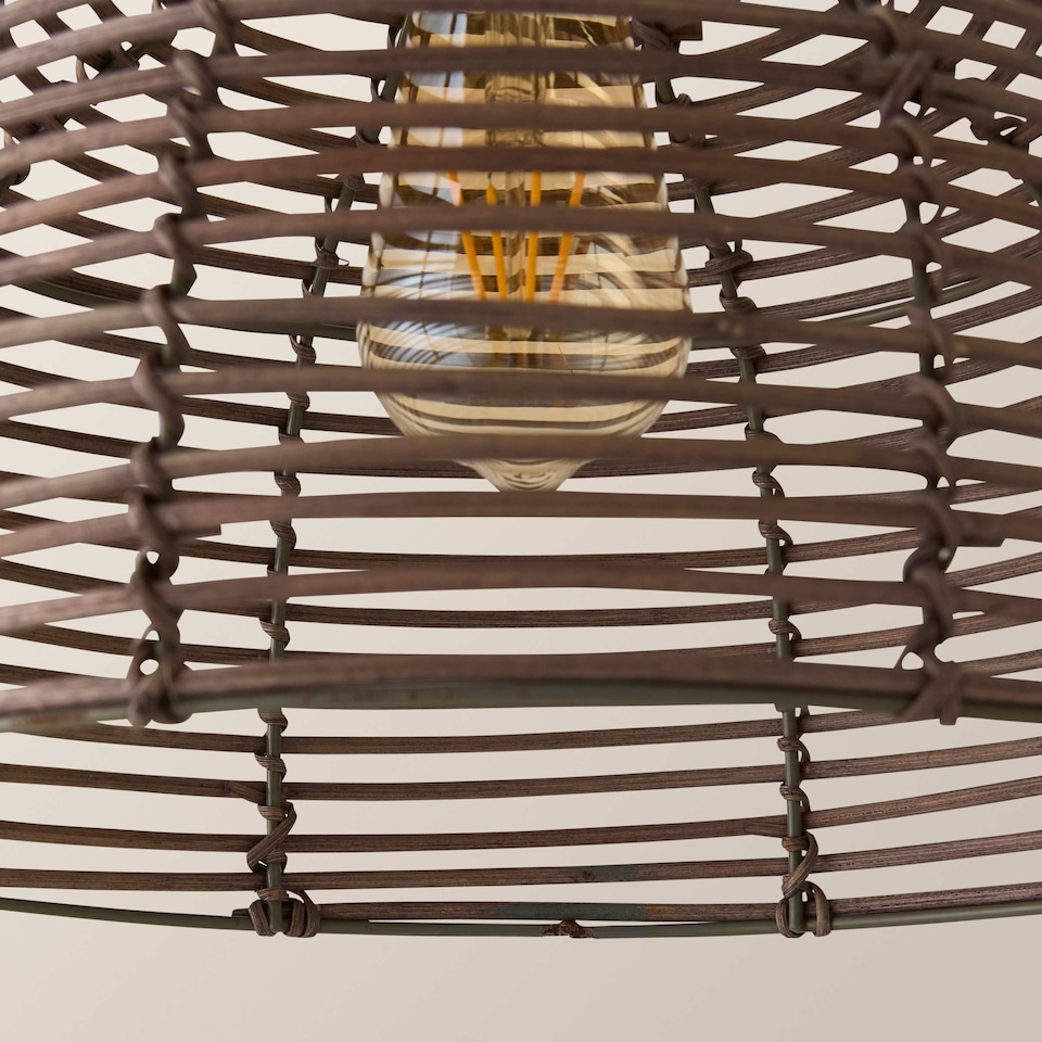 image 1 of ValueLights Lobster Wicker Rattan Grey Ceiling Pendant Light Shade | Grey
