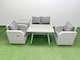 image 1 of Fimous Light Grey PE Wicker Rattan Garden Furniture Set Sofa Set Reclining Chair Love Sofa Rectangular Dining Table Side Table