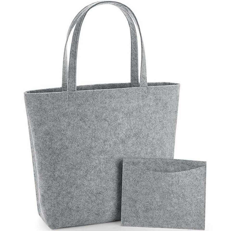 image 1 of Bagbase Felt Shopper - Grey Melange - One Size Grey