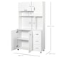 image 5 of HOMCOM Kitchen Cupboard, 183cm Tall Storage Cabinet with Countertop, Sideboard with 3 Small Drawers, Flip Up Top Door, 3 Cabinet Doors and Open Shelves, 100W x 39.5D x 183.5H cm, White