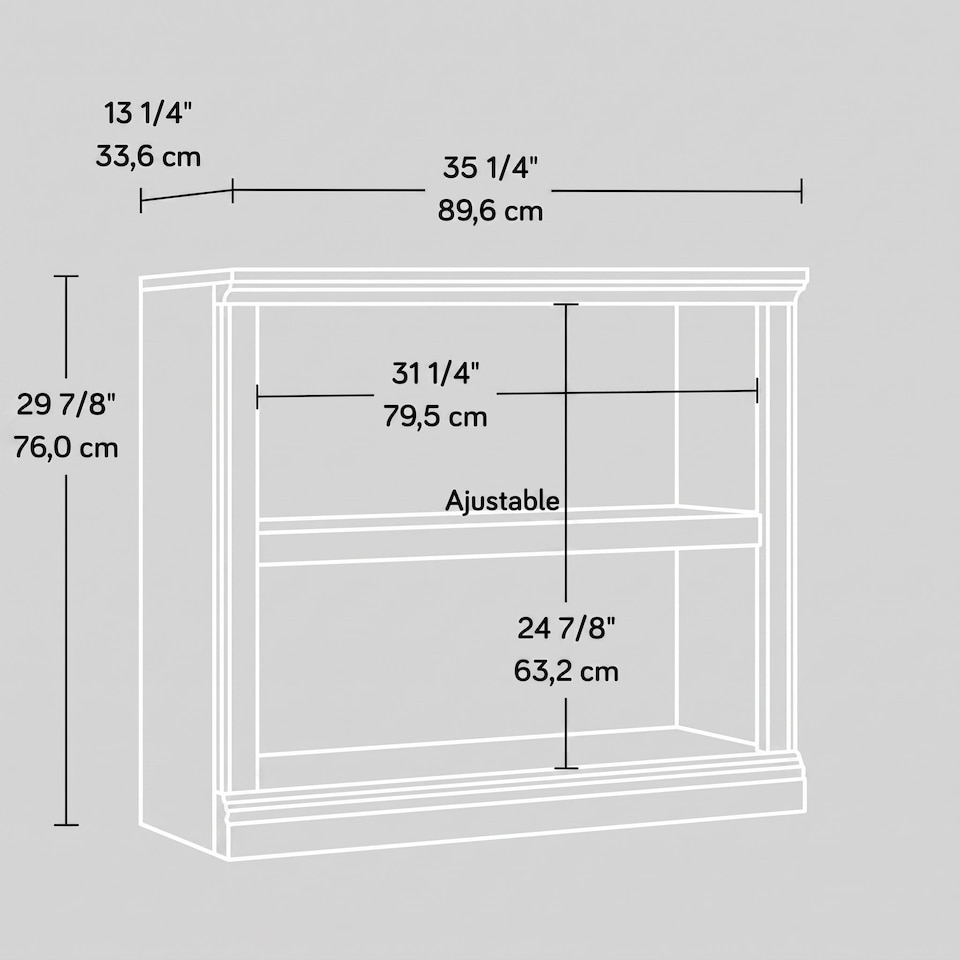 image 1 of London Boutique 2 Tier Adjustable Bookshelf Freestanding Wooden Bookcase Storage Cabinet (W)90cm (D)34cm (H)76cm