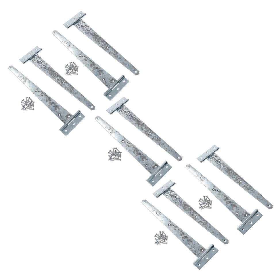 image 1 of 12in / 300mm Heavy Duty T Tee Hinges For Shed + Garden Gates Zinc Plated 10pc Silver