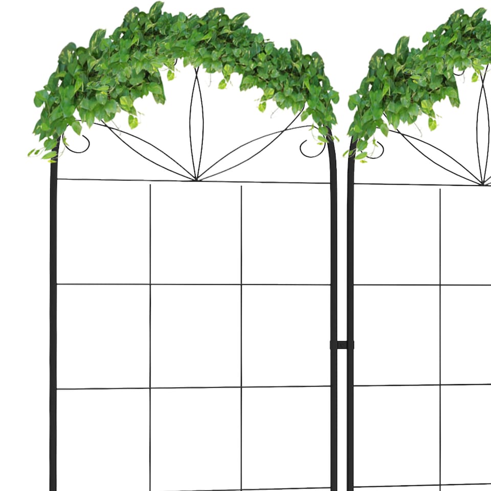 image 1 of Outsunny Set of 2 Metal Trellis for Climbing Plants, Grid Design, 50 x 180cm