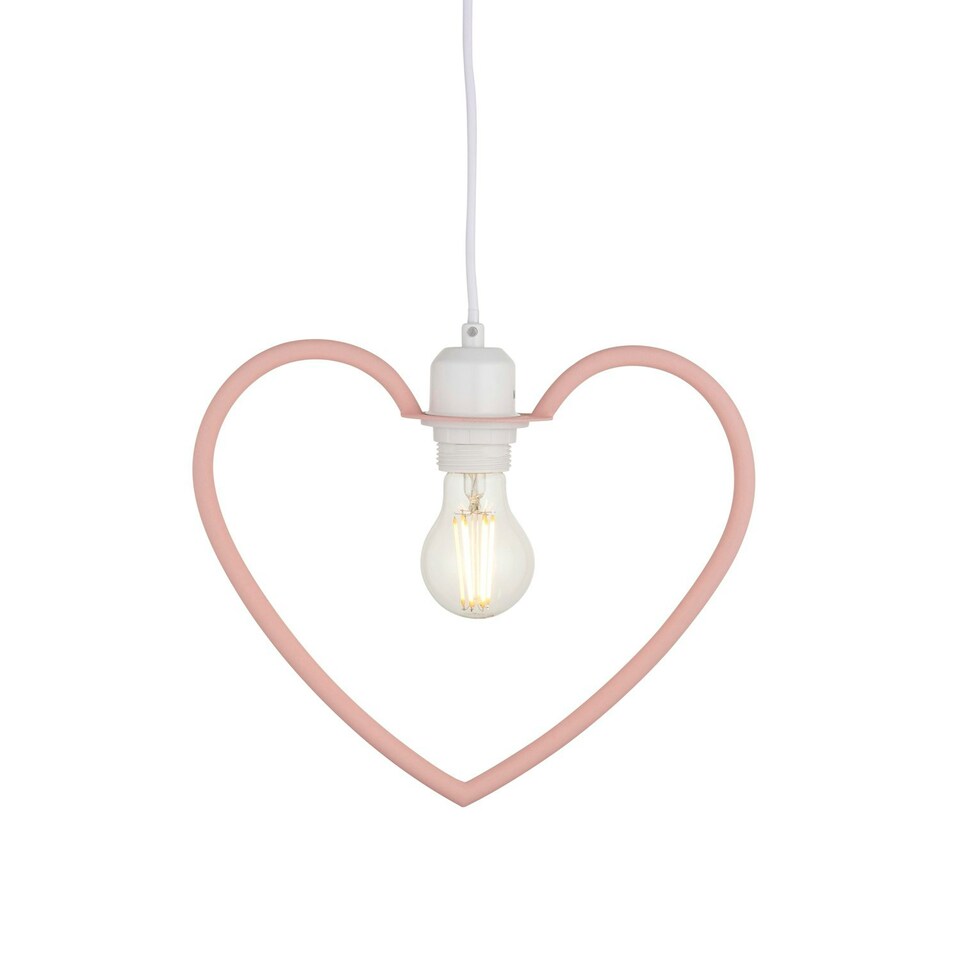 image 1 of First Choice Lighting Set of 2 Pink Heart Shaped Easy Fit Pendant Shades Pink