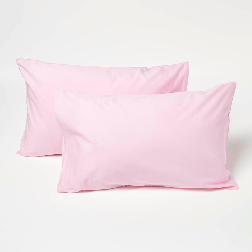 image 1 of Homescapes Pink Cotton Kids Pillowcases 40 x 60 cm 200 Thread Count - 2 Pack Pink