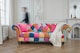 image 8 of Multicoloured Velvet Patchwork 3 Seater Scroll Arm Chesterfield Sofa PORTOFINO