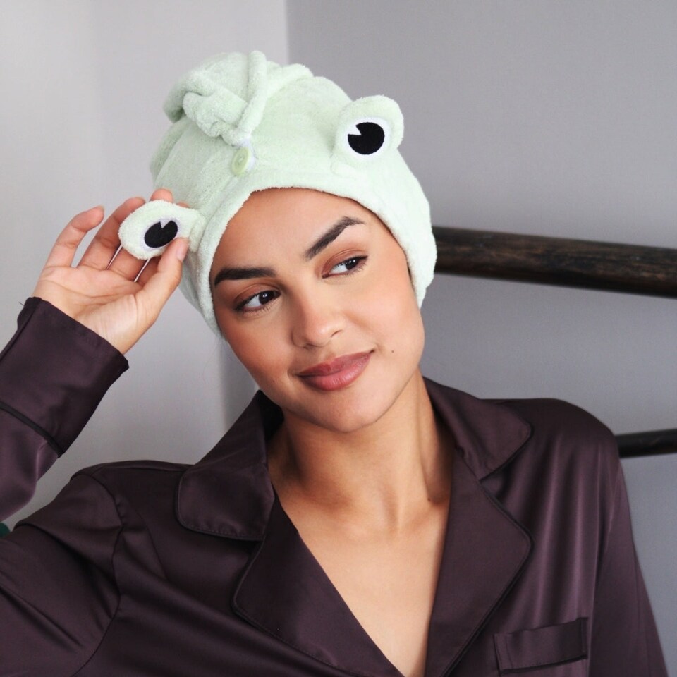image 1 of SMUG Novelty Hair Towel Wrap, Frog