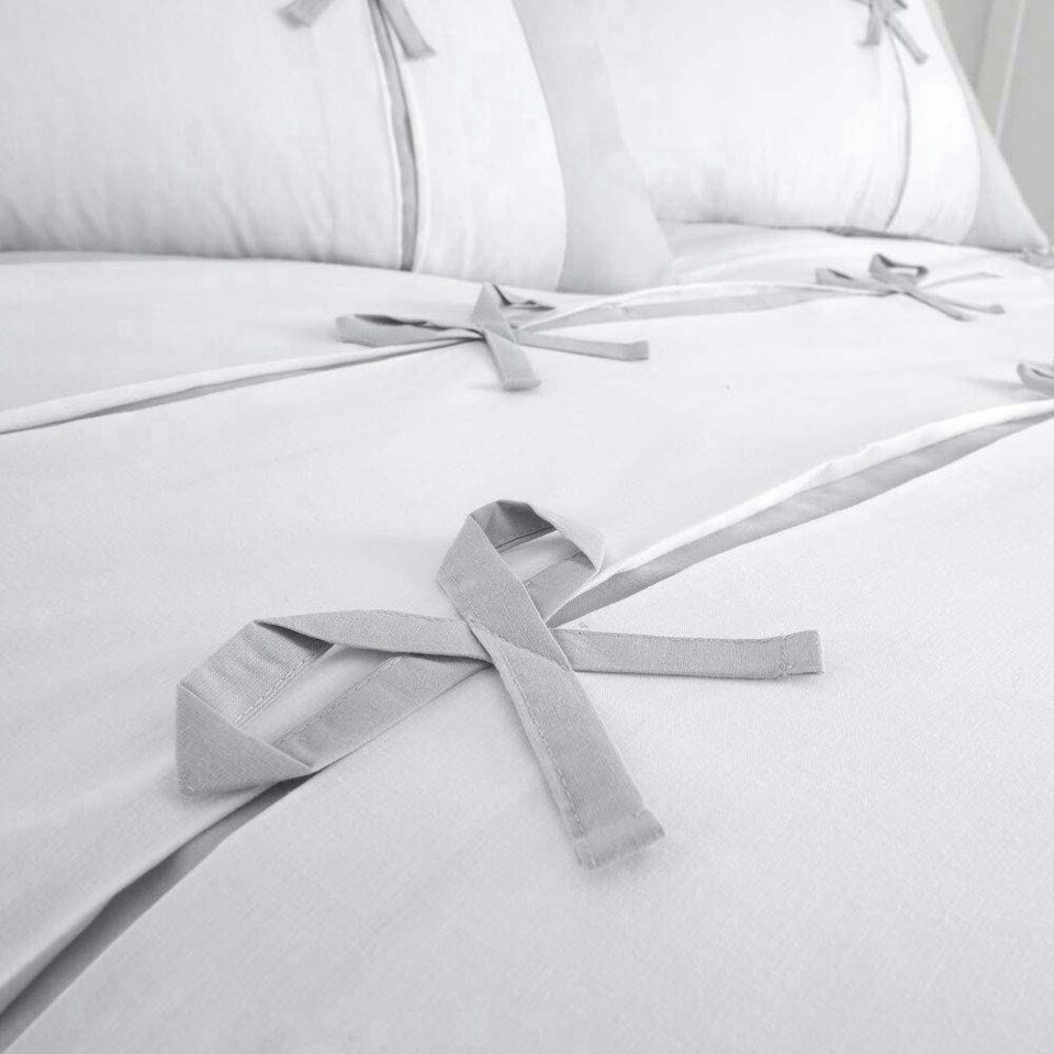 image 1 of Milo Bow Duvet Cover Set | White