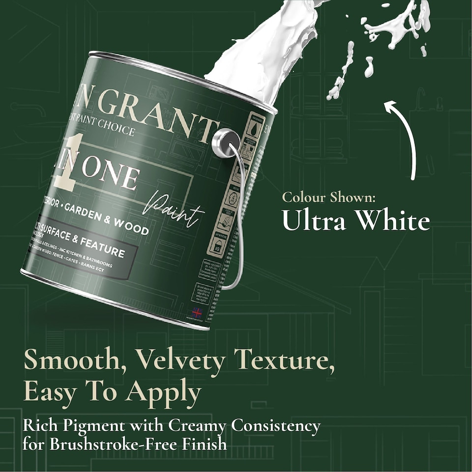 image 1 of EVELYN GRANT All-in-One Paint & Primer - Multi-Surface for Walls, Wood, Interior & Exterior - Sage Green - 1L - Matt