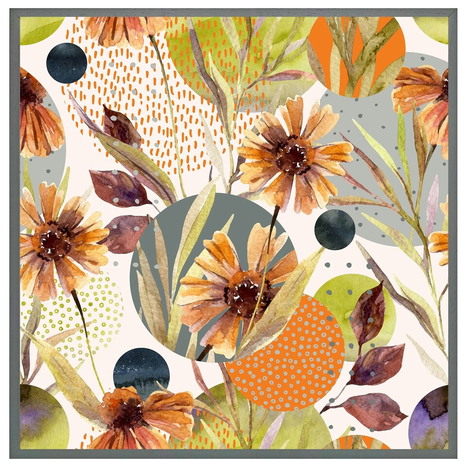 image 1 of Autumn flowers (Picture Frame) Brown | XL