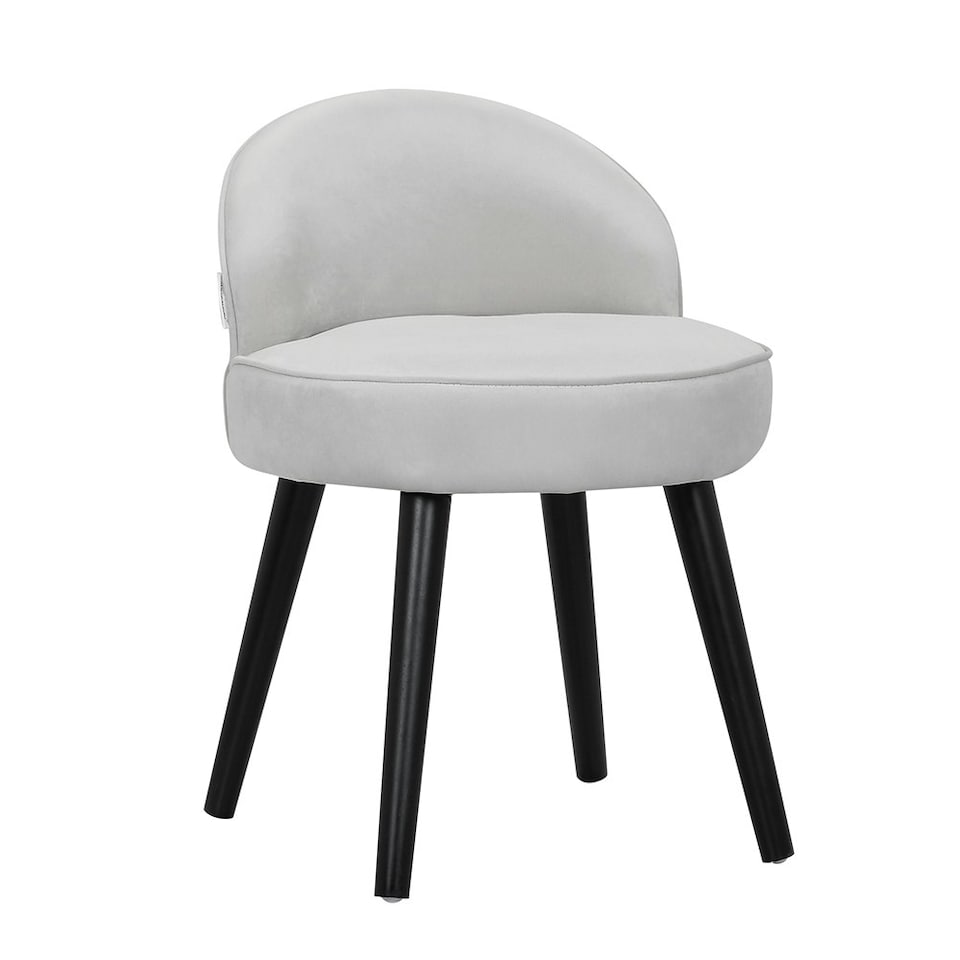 image 1 of Living and Home Velvet Dressing Table Stool - Grey White