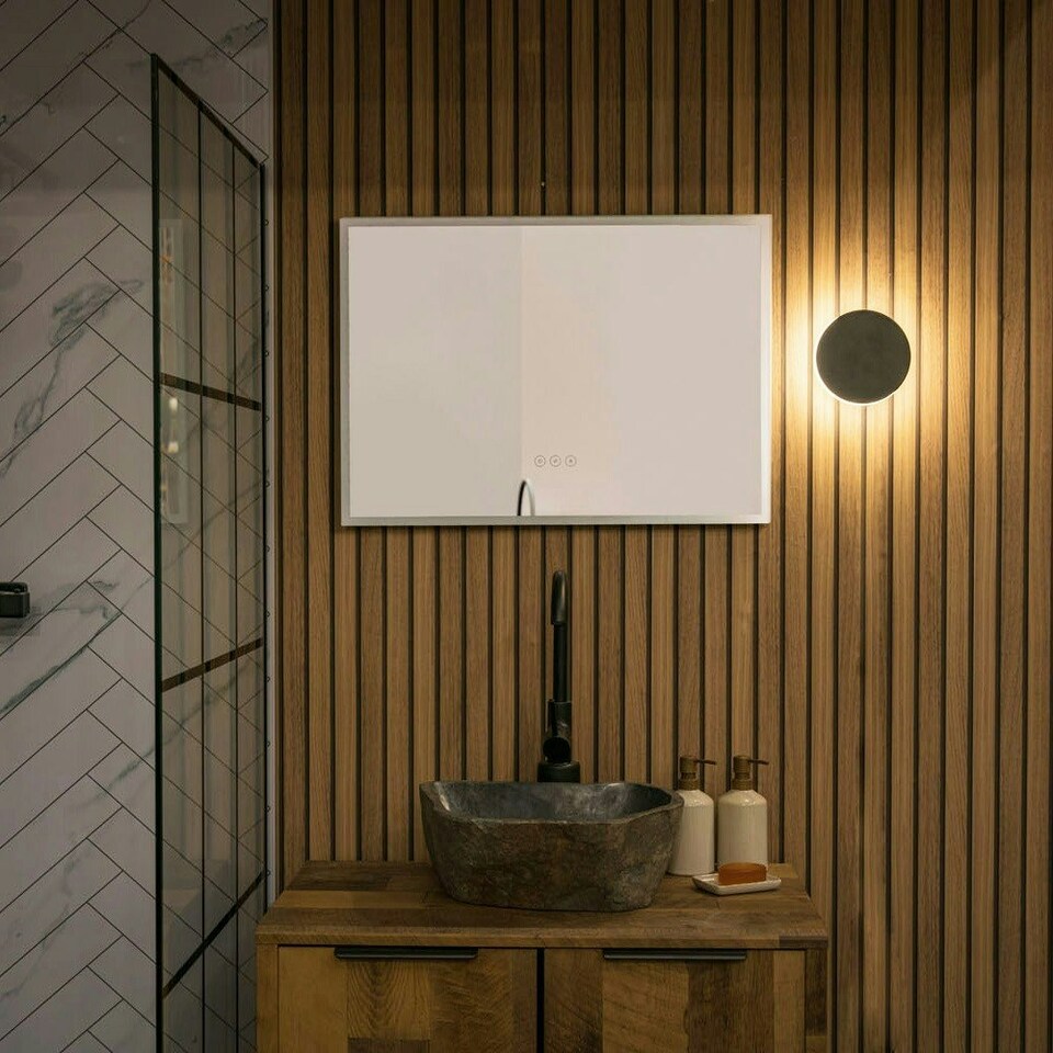 image 1 of ValueLights Infinity Black Backlit Circle Integrated LED Wall Light