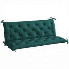 Outsunny 3 Seater Bench Cushion, Garden Chair Cushion with Back, Green | Green | Dark Green | 150 x 98 x 8 cm