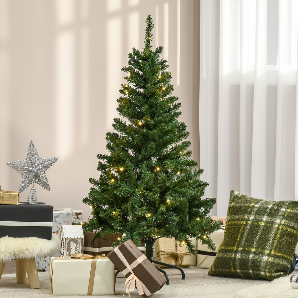 image 1 of HOMCOM 4FT Prelit Artificial Christmas Tree w/ Warm White Light Xmas Decoration