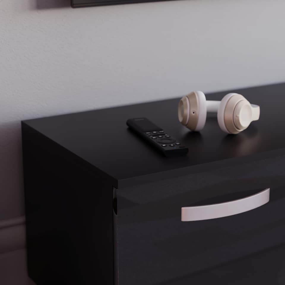 image 1 of Vida Designs Cosmo 2 Door LED TV Unit Entertainment Stand, 140cm, Black | Black | 1