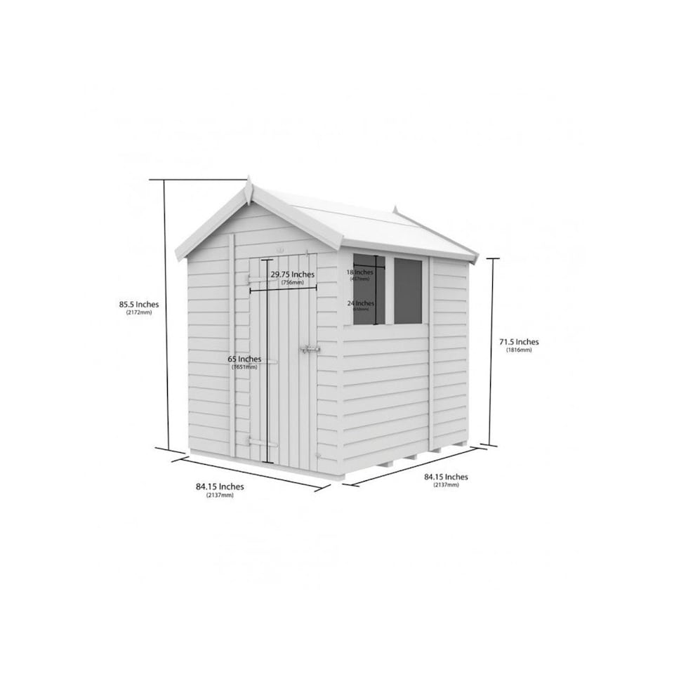 image 1 of 7 x 7 Apex Shed (Double Door, With Windows)