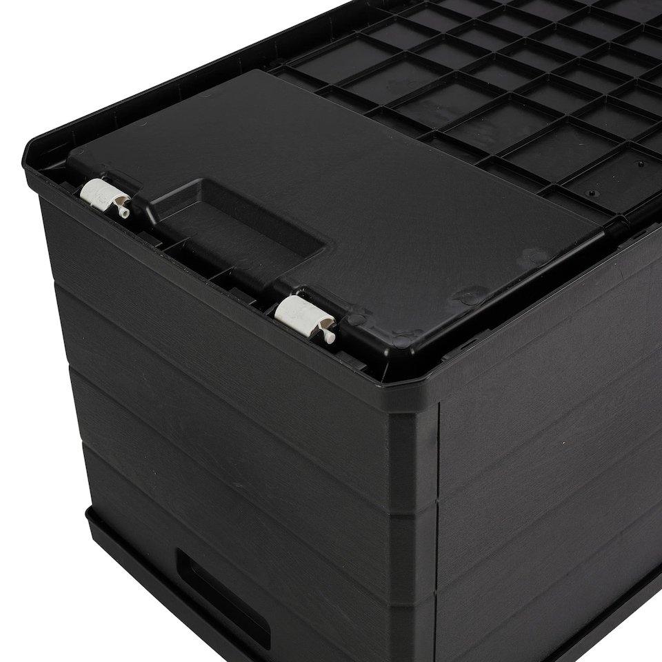 image 1 of 350L Outdoor Patio Anthracite Plastic Garden Storage Box With Handles & Wheels