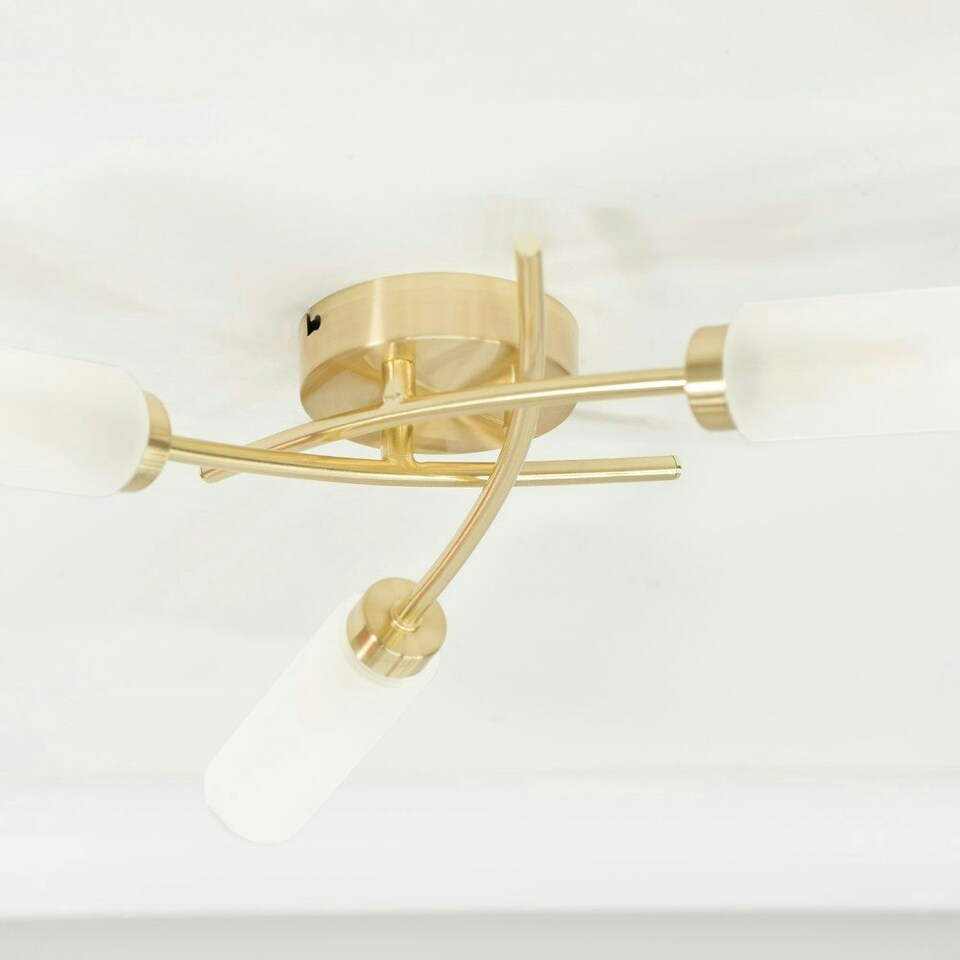 image 1 of ValueLights Maya Brushed Gold 3 Way Curved Cross Over Flush Ceiling Light