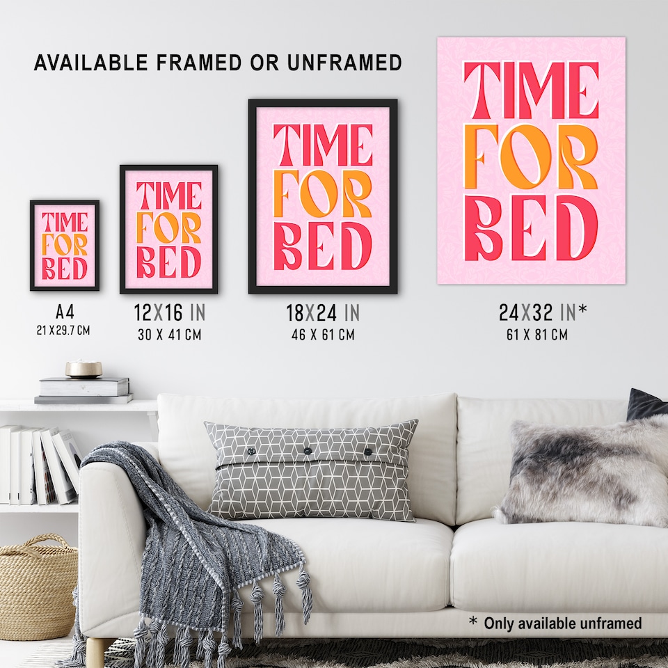 image 1 of Time For Bed Pink And Orange Bold Modern Wall Art Print 12x16 In
