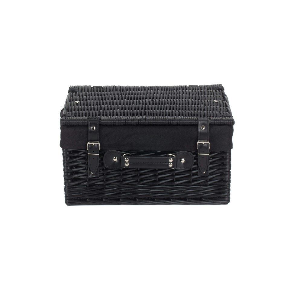 image 1 of 41cm Empty Willow Wicker Picnic Basket with Lining Black | Black | One Size