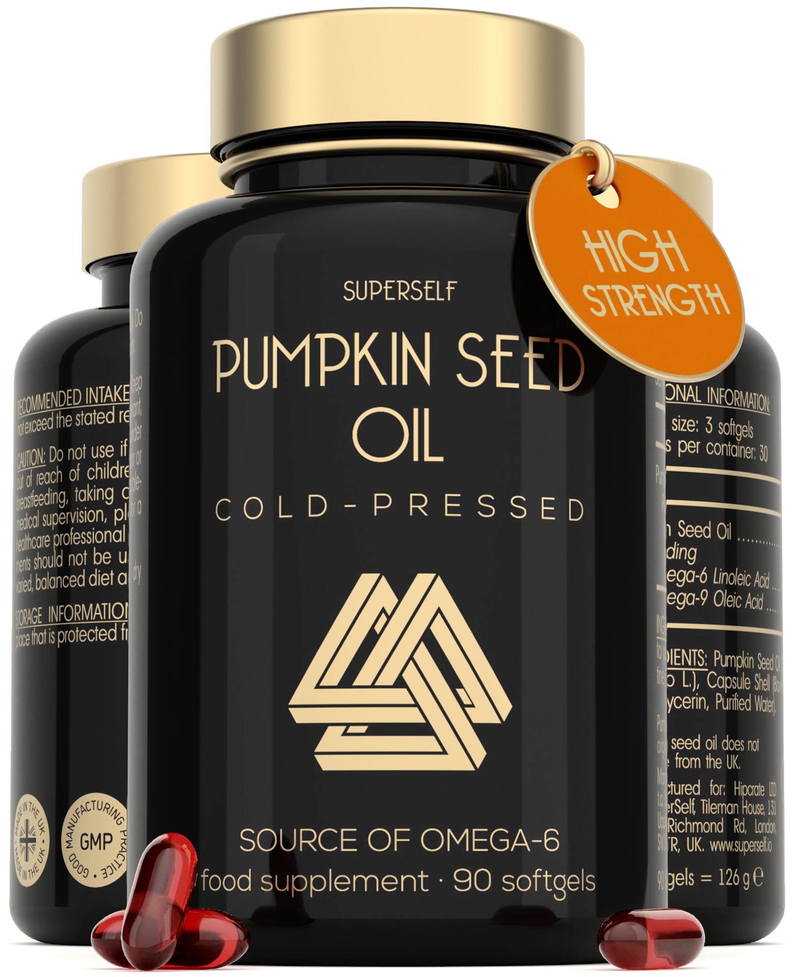 SuperSelf Pumpkin Seed Oil 3000mg Cold Pressed 90 Softgels