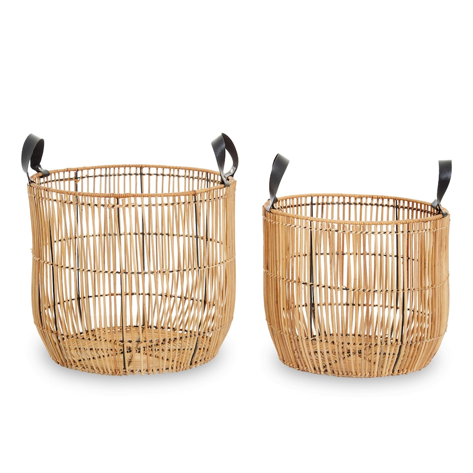 image 1 of Batu Set Of 2 Natural Rattan Baskets Brown