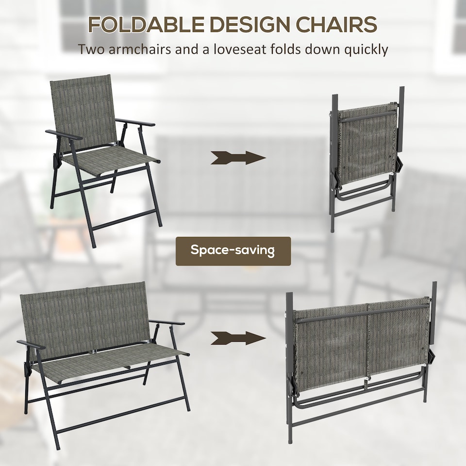 image 1 of Outsunny Patio Furniture Set, Garden Set w/ Table, Foldable Chairs, a Loveseat