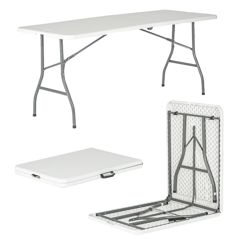 image 1 of Harbour Housewares Rectangle Folding Trestle Table - 180cm - White | White | White