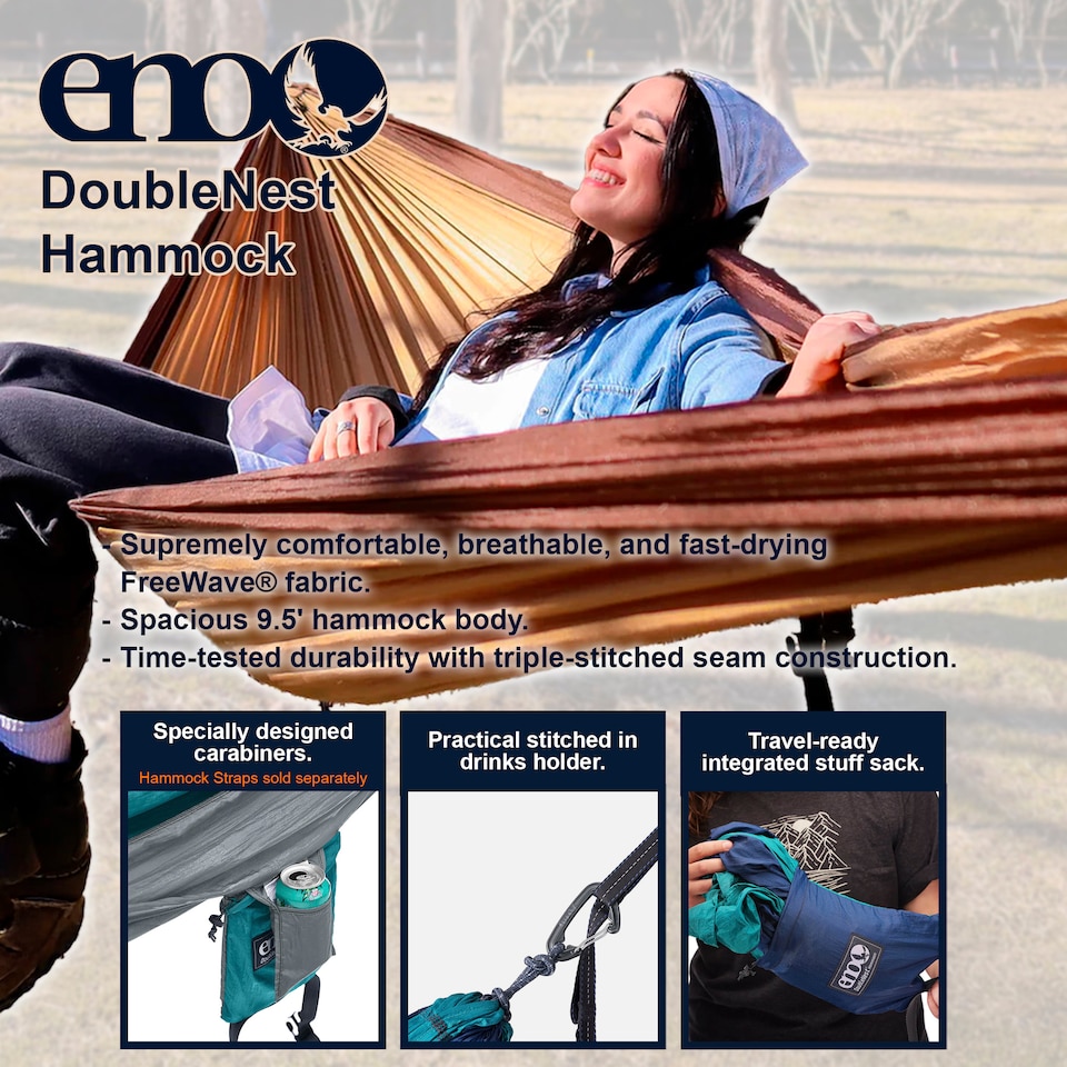 image 1 of DoubleNest Hammock - Lightweight Durable Portable Camping Hammock | Grey | Light Grey