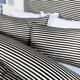 image 2 of OHS Stripe Embossed Soft Cosy Plush Plump Duvet Cover and Pillowcase Bedding Set Black | Black/Off White | King