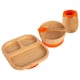 image 1 of Tiny Dining 4pc Divided Bamboo Suction Baby Feeding Set - Orange