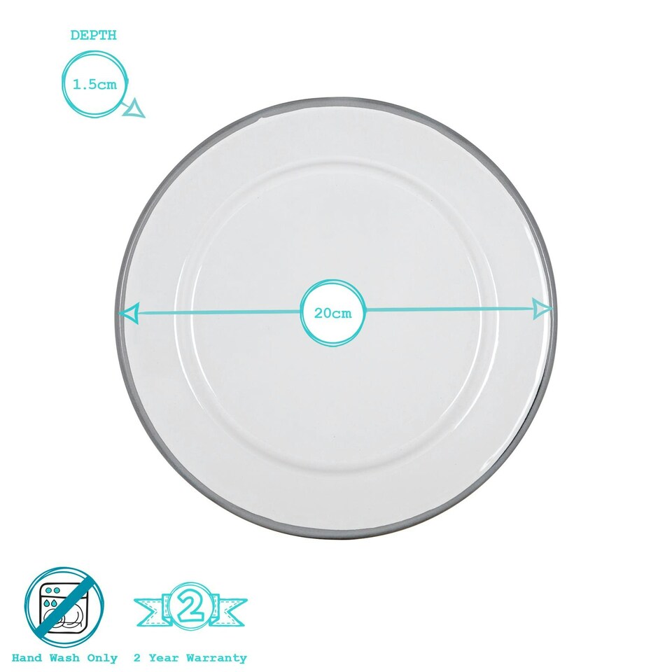 image 1 of Argon Tableware White Enamel Side Plates - 20cm - Grey - Pack of 6 Grey