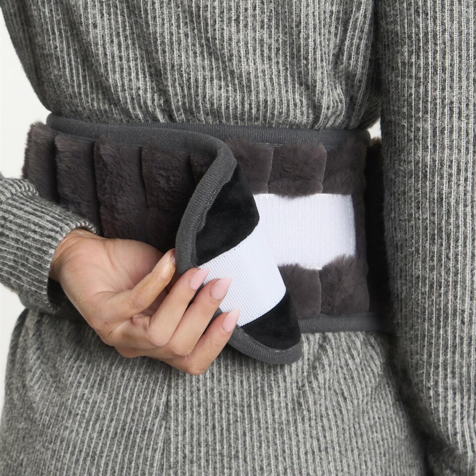 image 1 of OHS Ribbed Fleece Hot Water Bottle Belt Adjustable Heating Wrap | Grey | Charcoal
