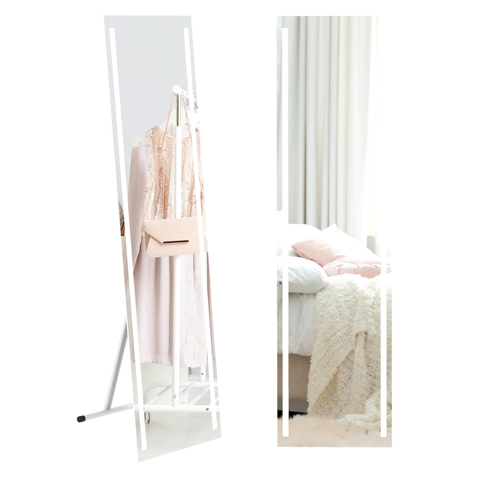 image 1 of HOMCOM Full Size Body LED Mirror, Dimmable Lighted Mirror for Bedroom