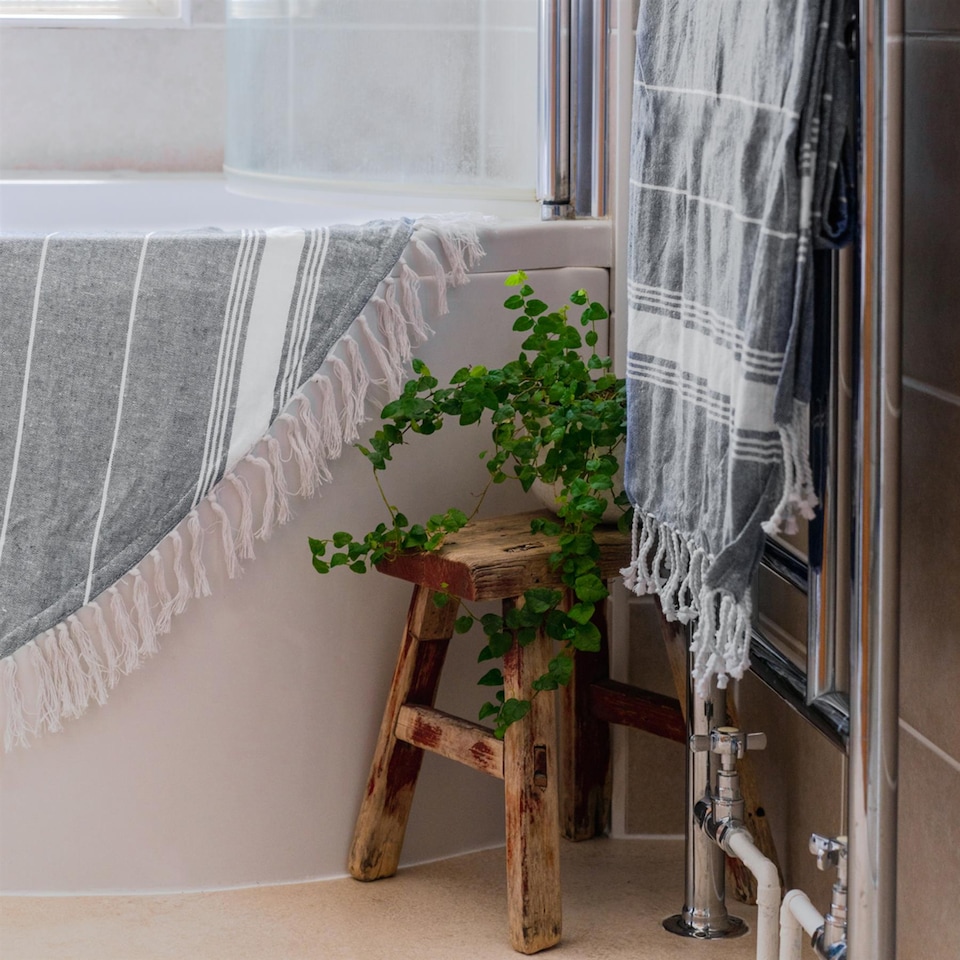 image 1 of Nicola Spring Round Turkish Cotton Beach Towel - 190cm - Grey | Grey | Grey