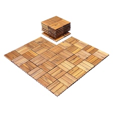 Acacia Wood Interlocking Patio Deck Tile 27 Pcs Hardwood Flooring Tile Building