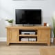 image 3 of 2 Doors 2 Shelves TV Stand Media Entertainment Storage Cabinet Wooden | Brown | Oak