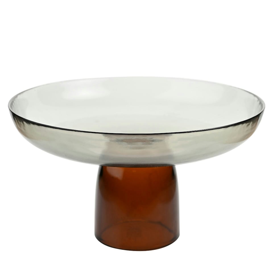 Hestia Elevated Glass Bowl - Large Clear | Orange