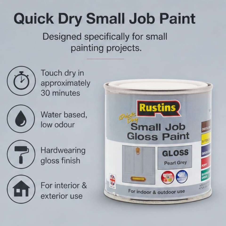 image 1 of Rustins Quick Dry Small Job Gloss Paint Pearl Grey 250ml | Grey | 1
