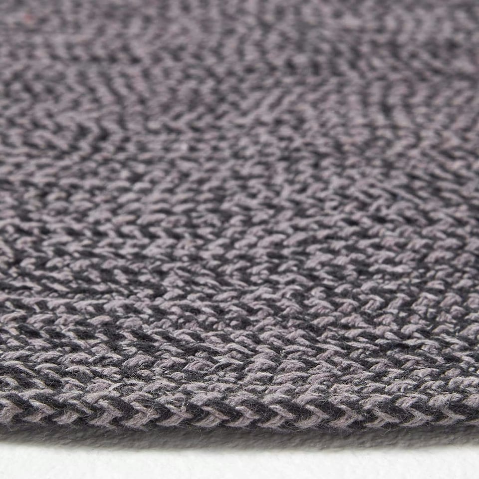 image 1 of Homescapes Grey and Black Melange Braided Rug - 150 cm Round | Grey | 150 cm Round