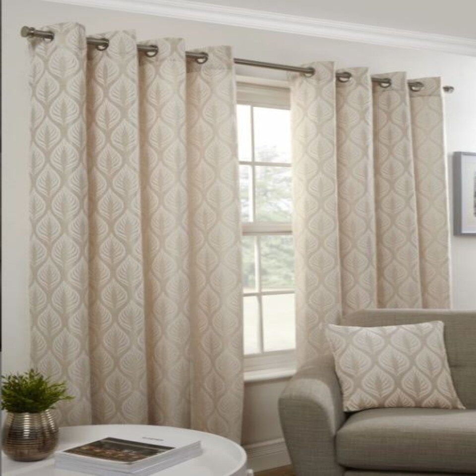 image 1 of Serene Lined Eyelet Curtains 168cm x 228cm Natural Brown | Natural