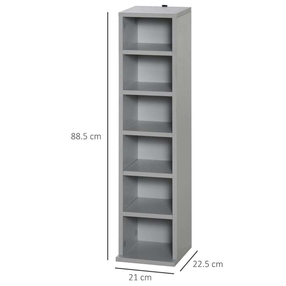 image 1 of HOMCOM Set of 2 CD Storage Units with Adjustable Shelves Grey