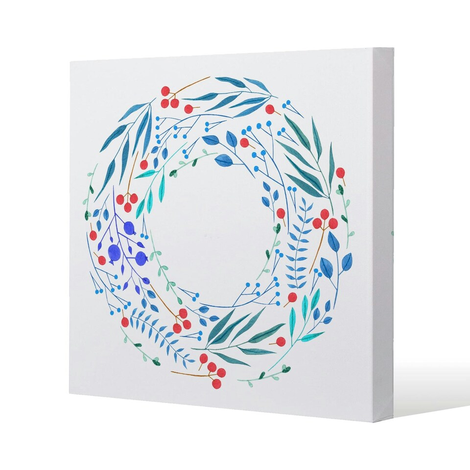 image 1 of Blue Decorative Reath (Canvas Print) 90 x 90 x 4cm