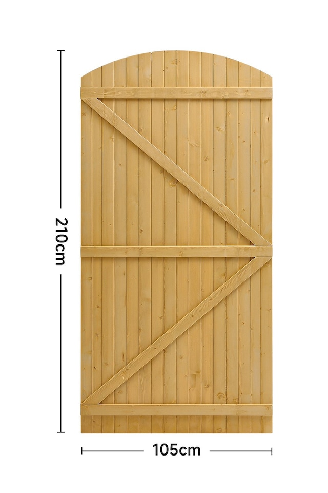 image 1 of Living and Home Semi-Braced Arch Top Wooden Garden Gate, 105x210cm