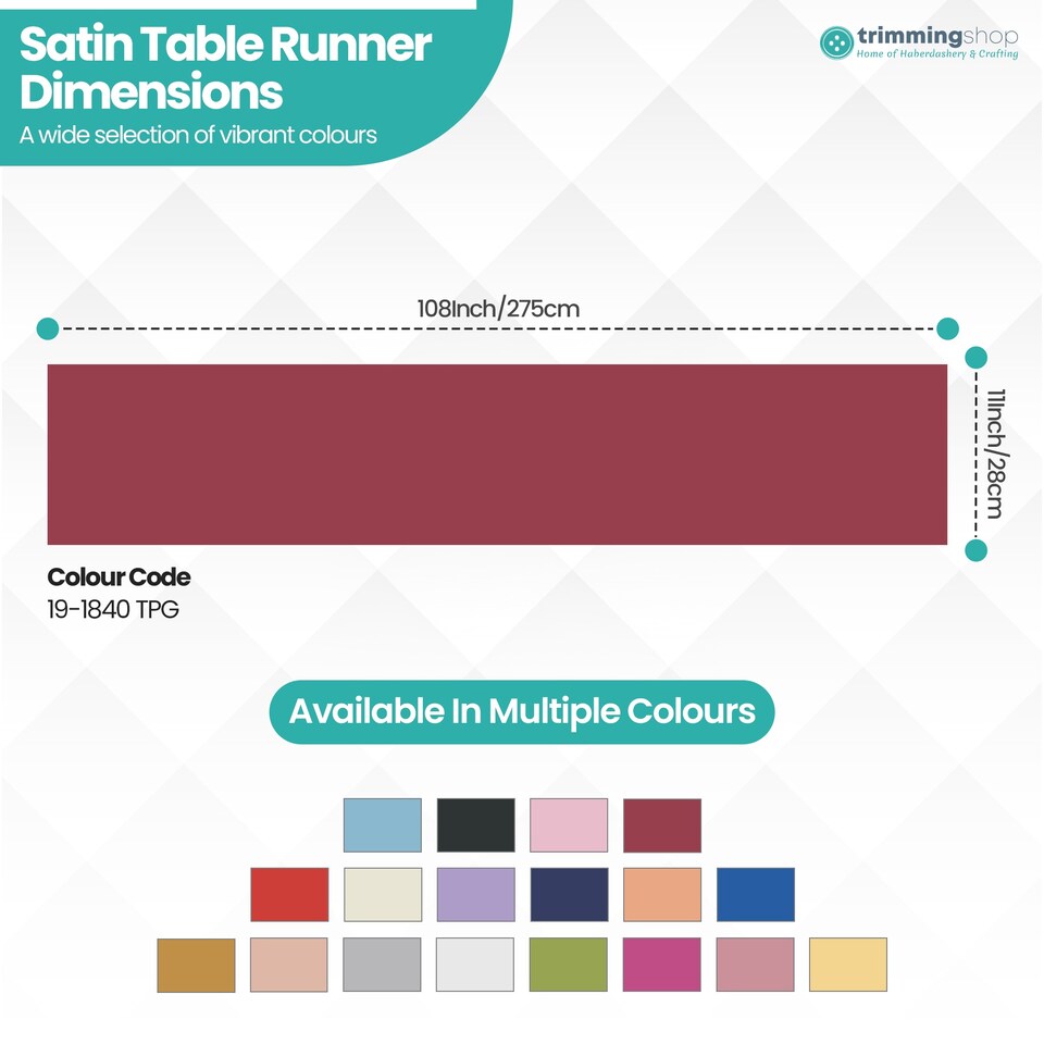 image 1 of Satin Table Runner for Dining Table - 11 x 108 Inch